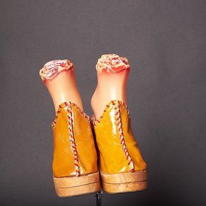 1970s Platform Carved Heel Mules Shoes Heels